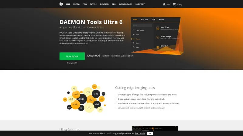 Homepage of DAEMON Tools Ultra