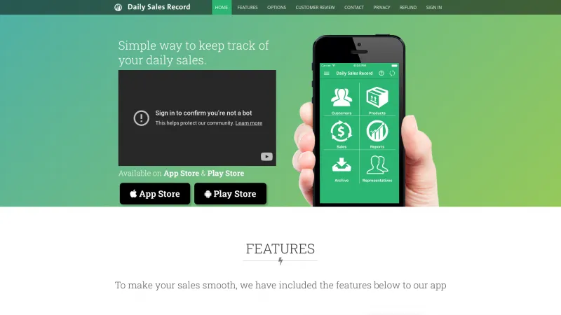 Homepage of Daily Sales Record