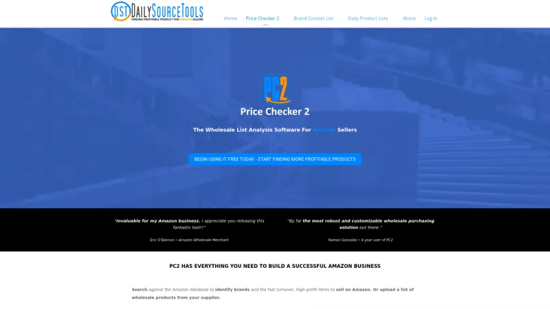 Homepage of Price Checker 2