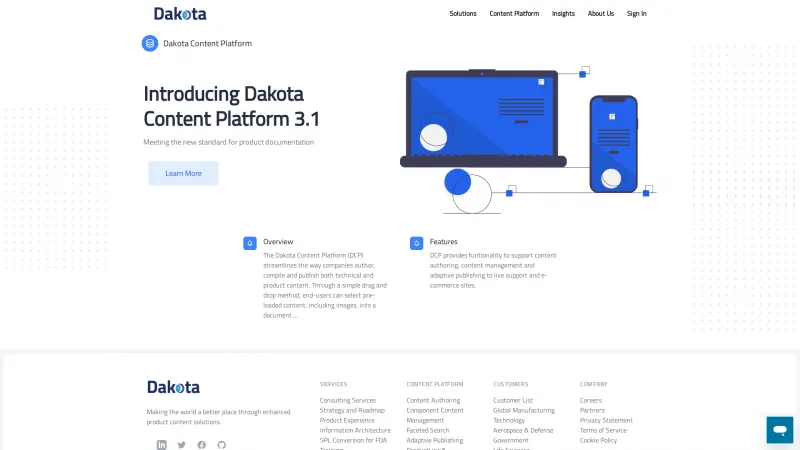 Homepage of Dakota Content Platform