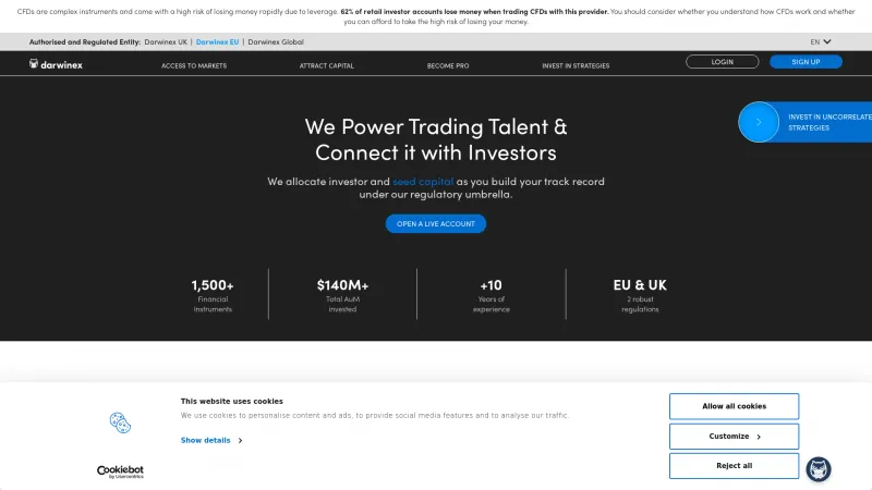 Homepage of Darwinex