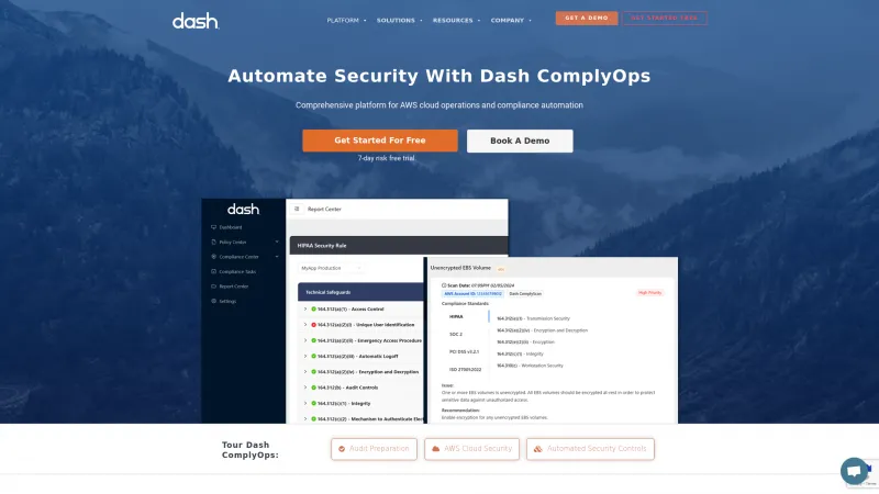 Homepage of Dash ComplyOps