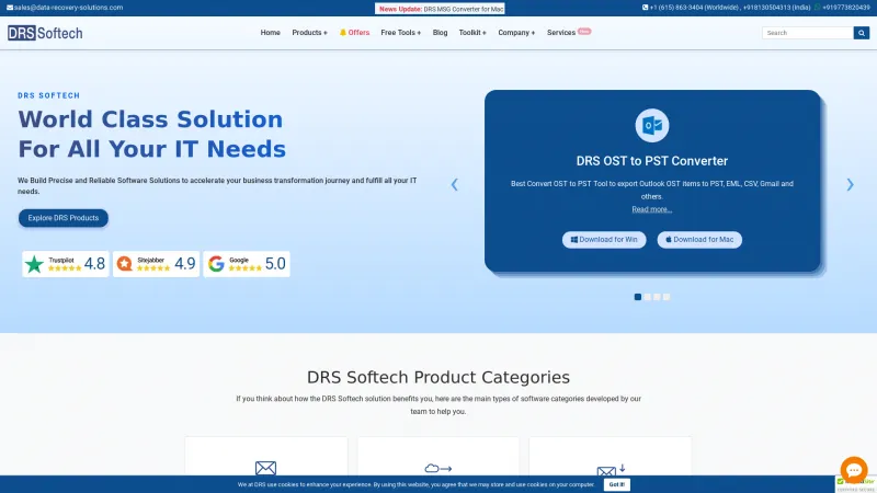 Homepage of DRS BKF Recovery Tool