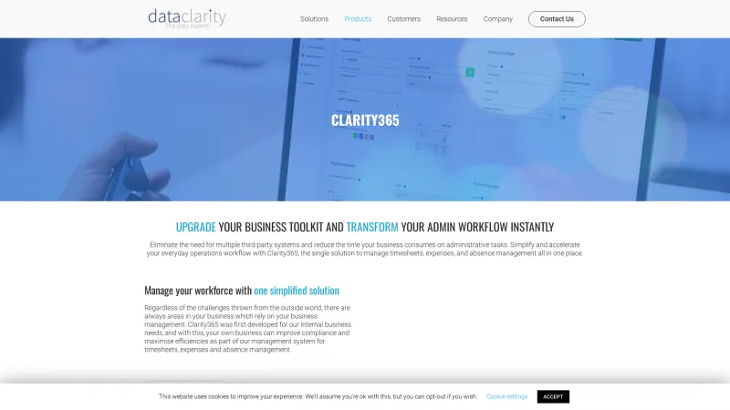 Homepage of Clarity365