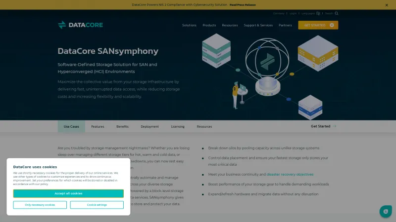 Homepage of DataCore SANsymphony