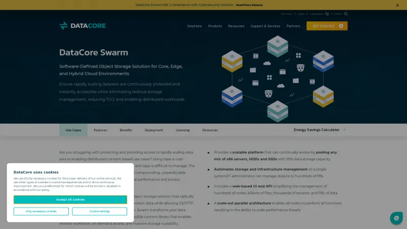 Homepage of DataCore Swarm