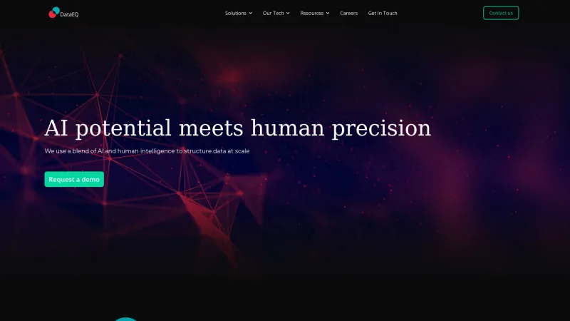 Homepage of DataEQ