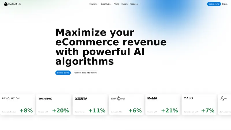 Homepage of DataMilk