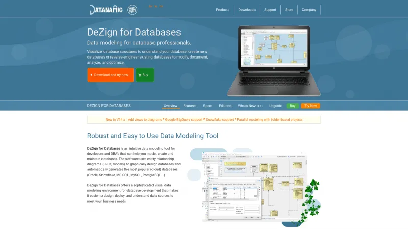 Homepage of DeZign for Databases