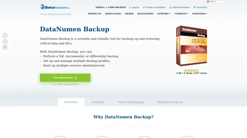 Homepage of DataNumen Backup