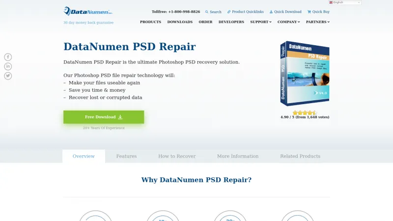 Homepage of DataNumen PSD Repair