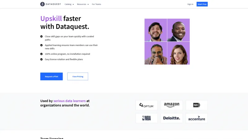 Homepage of Dataquest