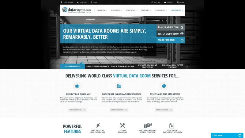 Homepage of DataRooms.com