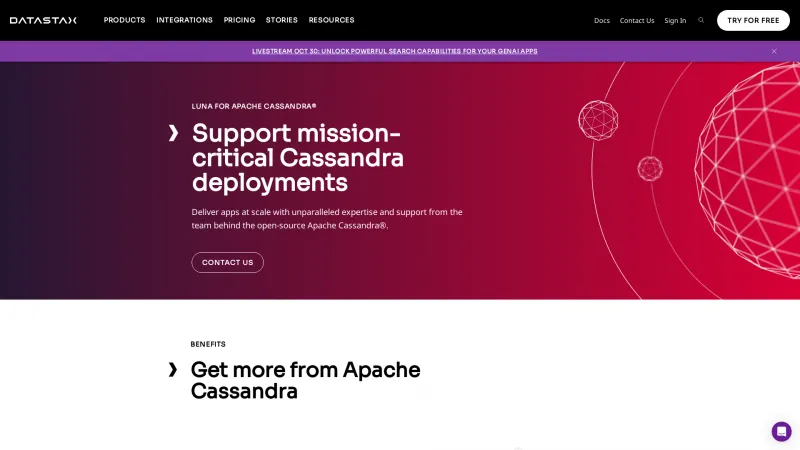 Homepage of Luna for Apache Cassandra