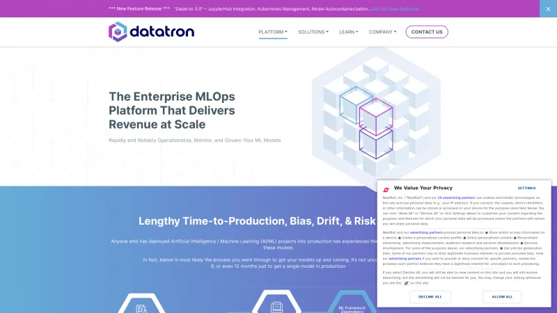 Homepage of Datatron