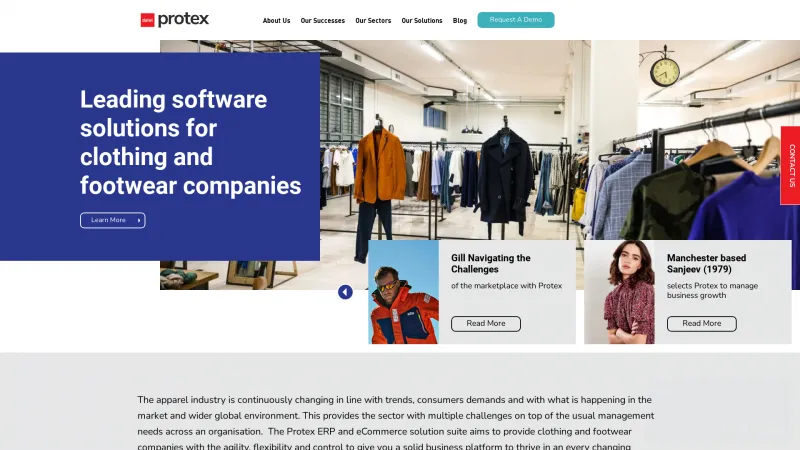 Homepage of Protex ERP