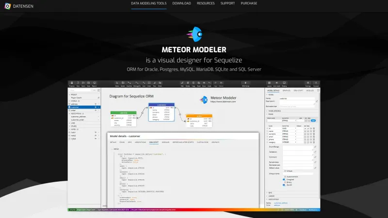 Homepage of Meteor Modeler