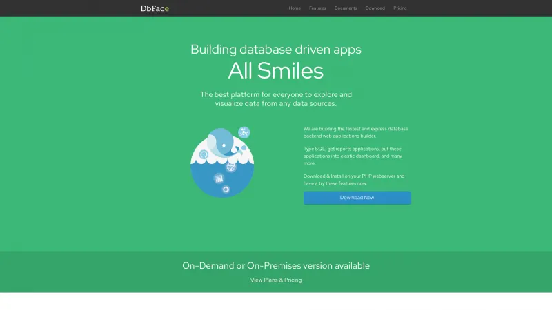 Homepage of DbFace