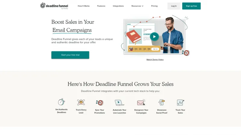 Homepage of Deadline Funnel