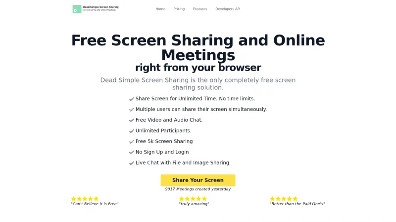 Homepage of Dead Simple Screen Sharing