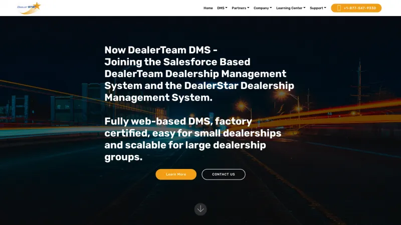 Homepage of DealerStar DMS