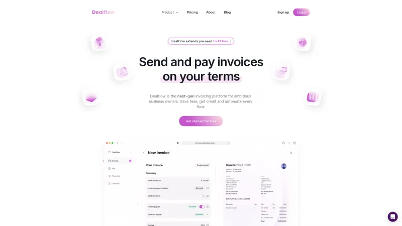 Homepage of Dealflow