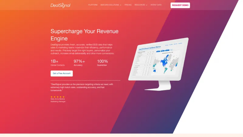 Homepage of DealSignal