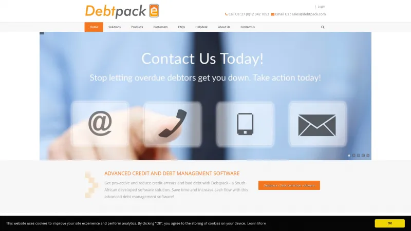 Homepage of Debtpack