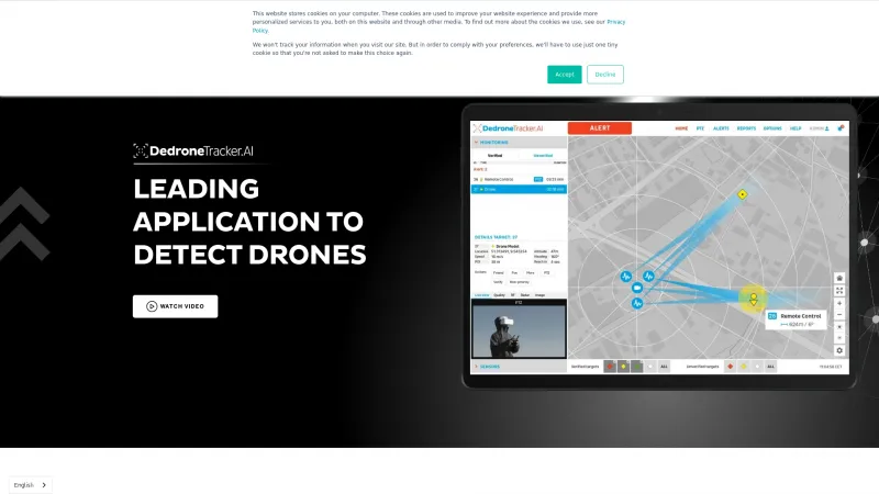 Homepage of Dedrone DroneTracker