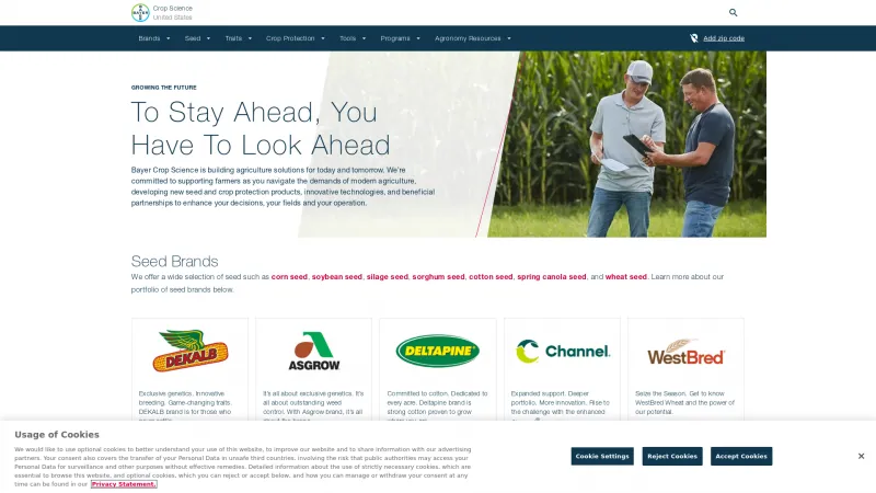 Homepage of DEKALB Asgrow Deltapine