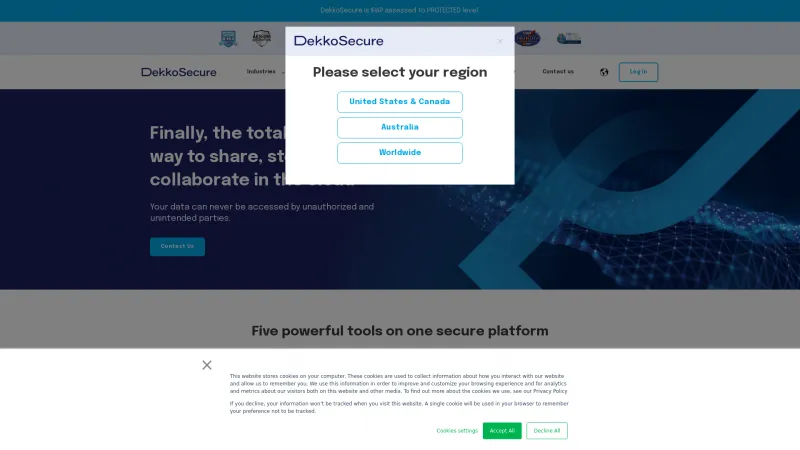 Homepage of DekkoSecure