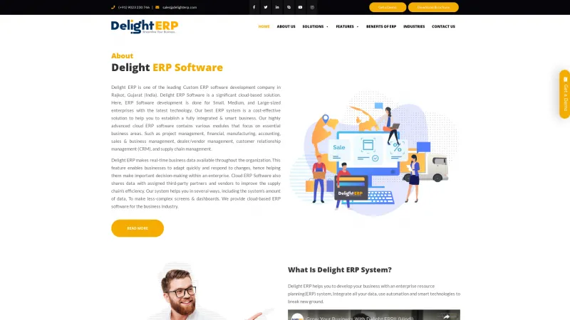 Homepage of Delight ERP