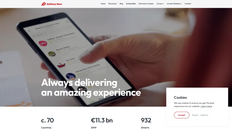 Homepage of Delivery Hero