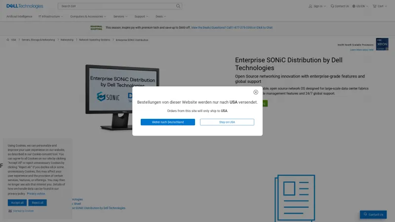 Homepage of Dell Enterprise SONiC