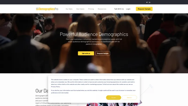 Homepage of Demographics Pro