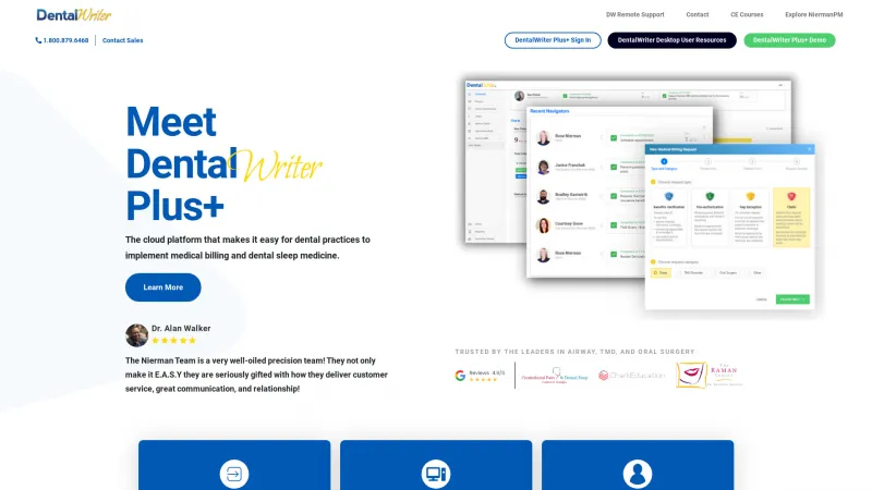 Homepage of DentalWriter