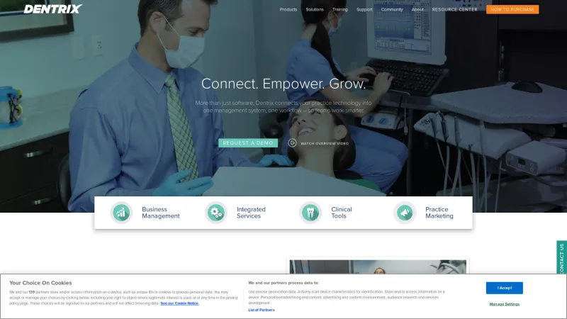 Homepage of Dentrix