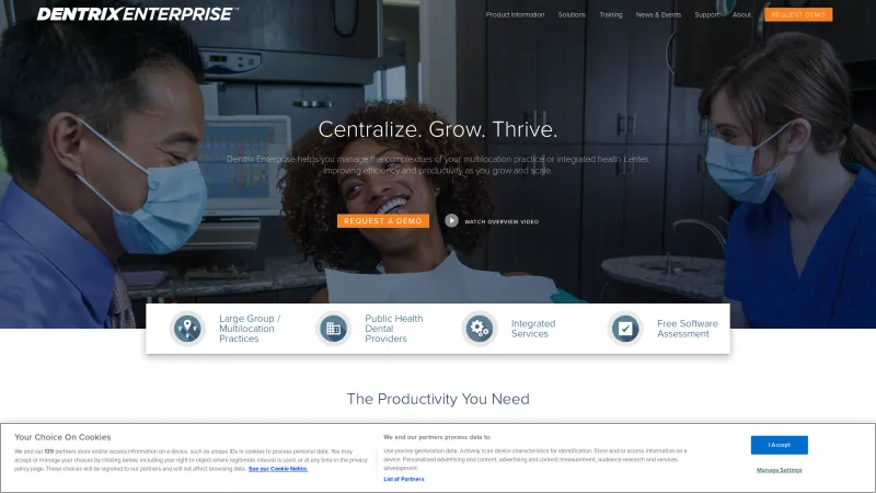 Homepage of Dentrix Enterprise