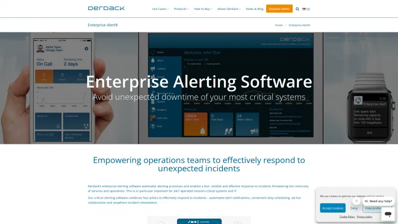 Homepage of DERDACK Enterprise Alert