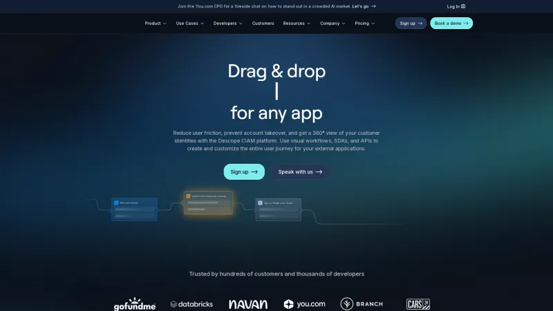 Homepage of Descope