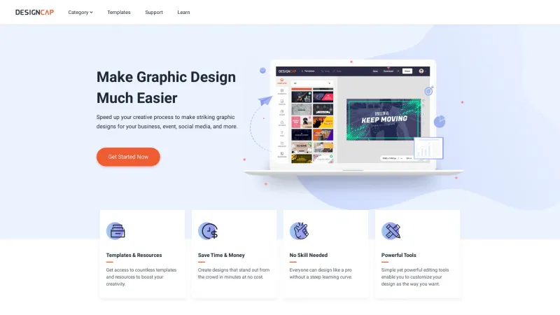 Homepage of DesignCap