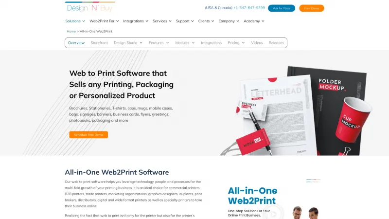 Homepage of All-in-One Web2Print