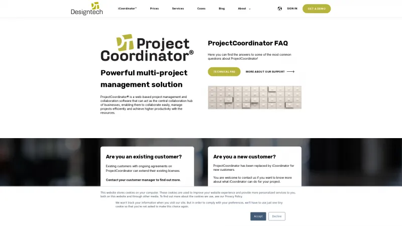 Homepage of ProjectCoordinator