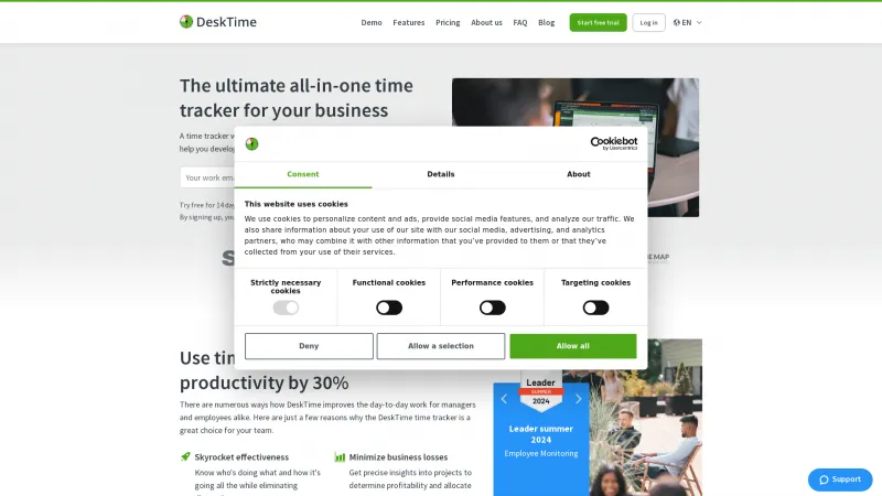 Homepage of DeskTime