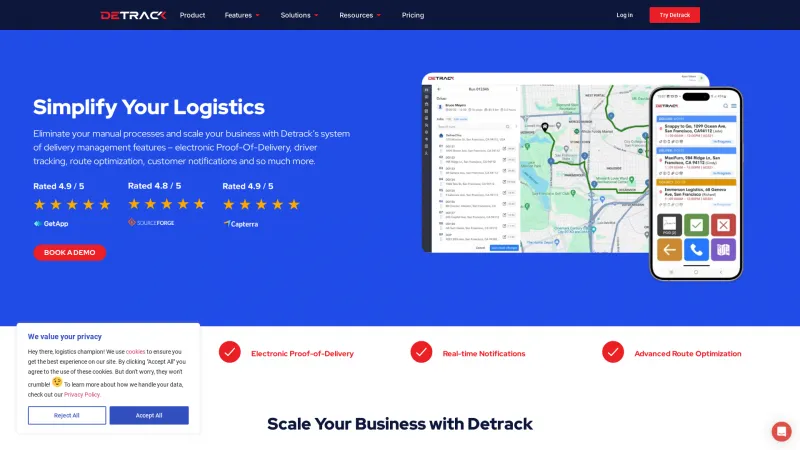 Homepage of Detrack