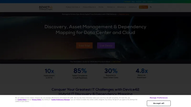 Homepage of Device42