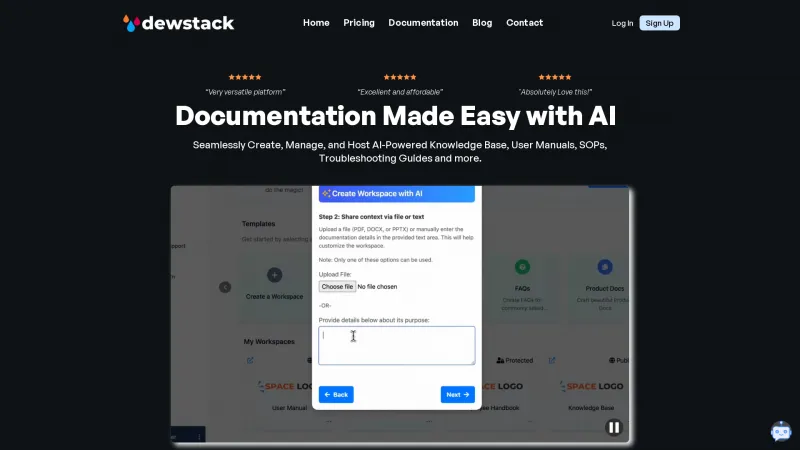 Homepage of Dewstack