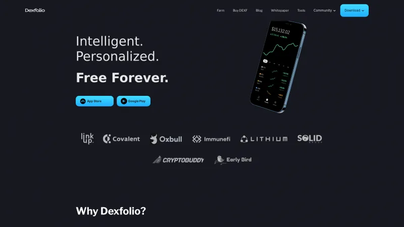 Homepage of Dexfolio