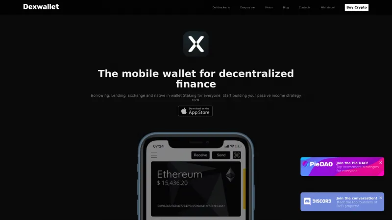 Homepage of DexWallet