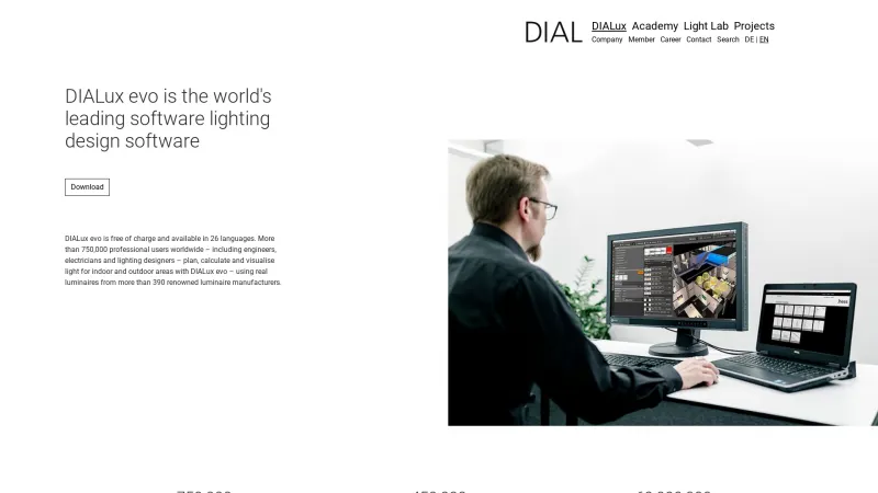 Homepage of DIALux